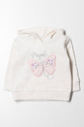 Cream Heart Print Fleece Hoodie