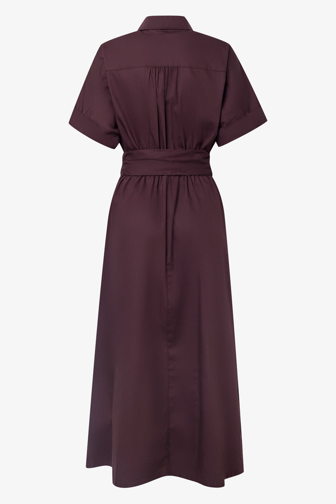Midi Shirt Dress With Belt Brown (1)