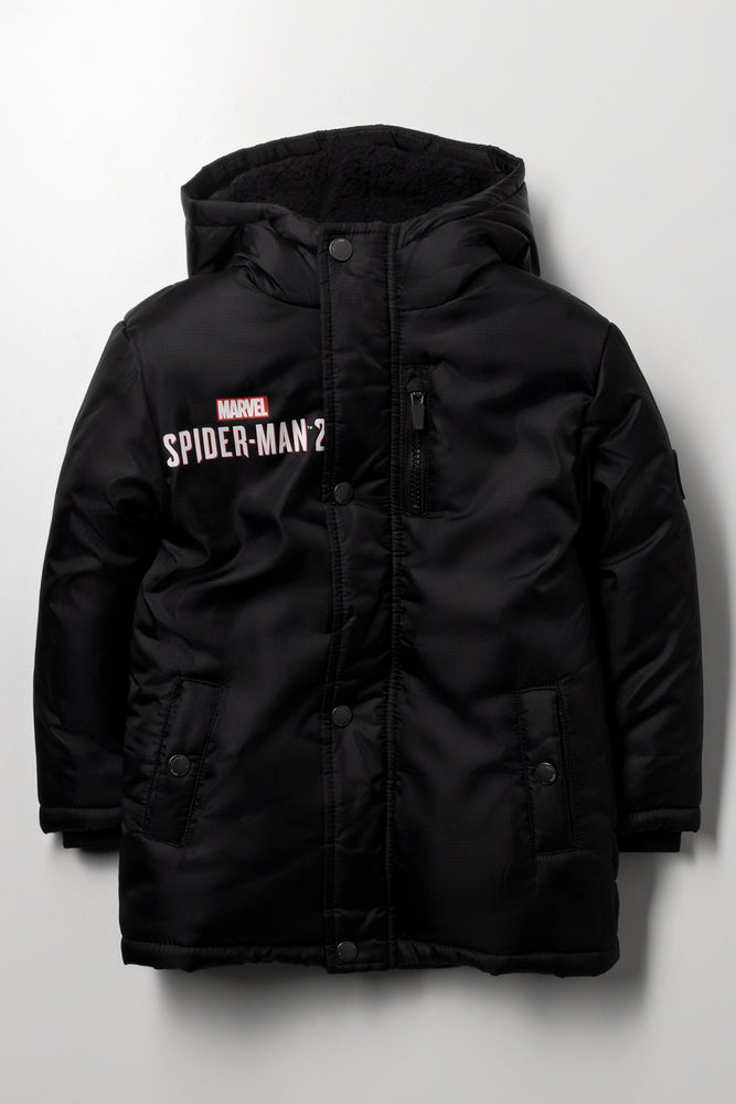 Spider-Man Hooded Parka Jacket Black