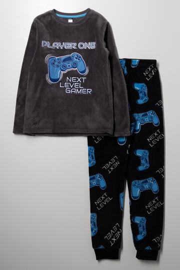 Gamer Long Sleeve Pyjama Set Charcoal