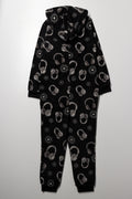 Headphones Print Fleece Onesie Black (2)