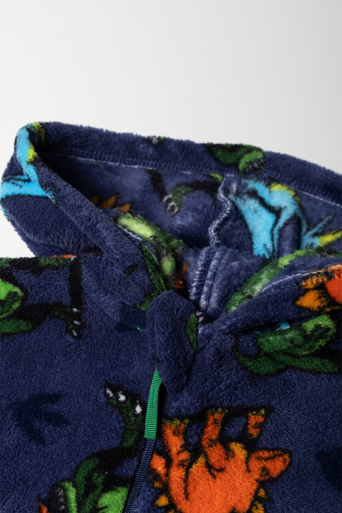 Dino Coral Fleece Onesie Navy