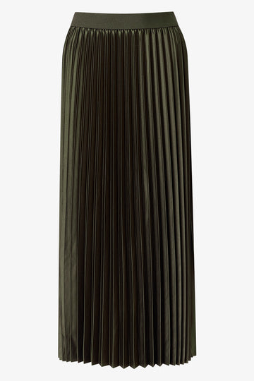 Satin Pleated Skirt Green