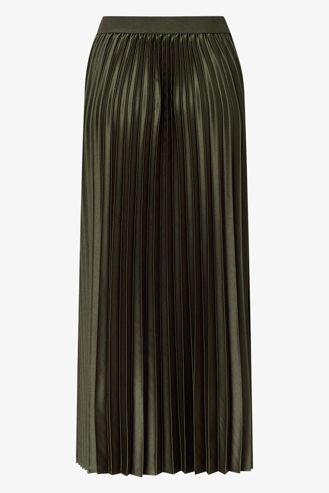 Satin Pleated Skirt Green