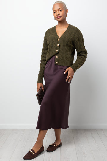 Satin Skirt Brown