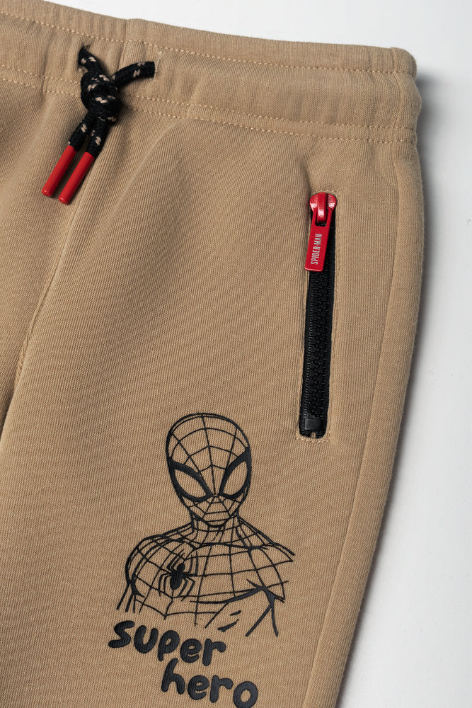 Spiderman Zip Pockets Trackpants Stone