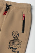 Spiderman Zip Pockets Trackpants Stone (1)