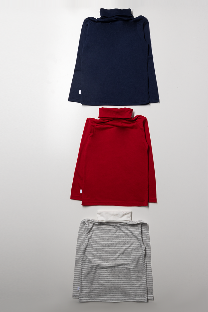 3 Pack Polonecks Navy, Stripe & Red (2)