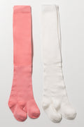 2 Pack Tights Pink And White