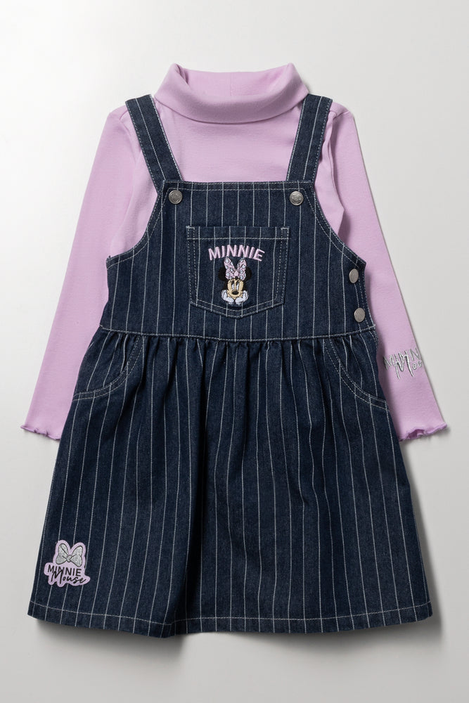 Minnie Mouse Denim Pinafore Set Blue And Lilac | Sets | Ackermans