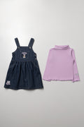 Minnie Mouse Denim Pinafore Set Blue And Lilac (2)