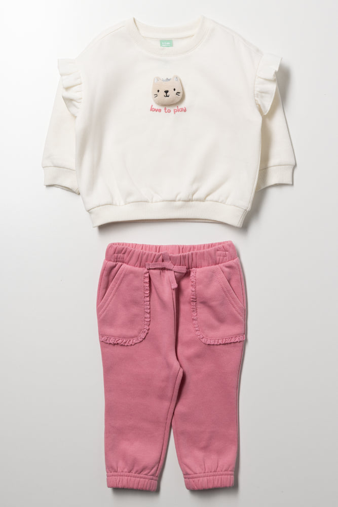 Hooded Tracksuit White And Pink