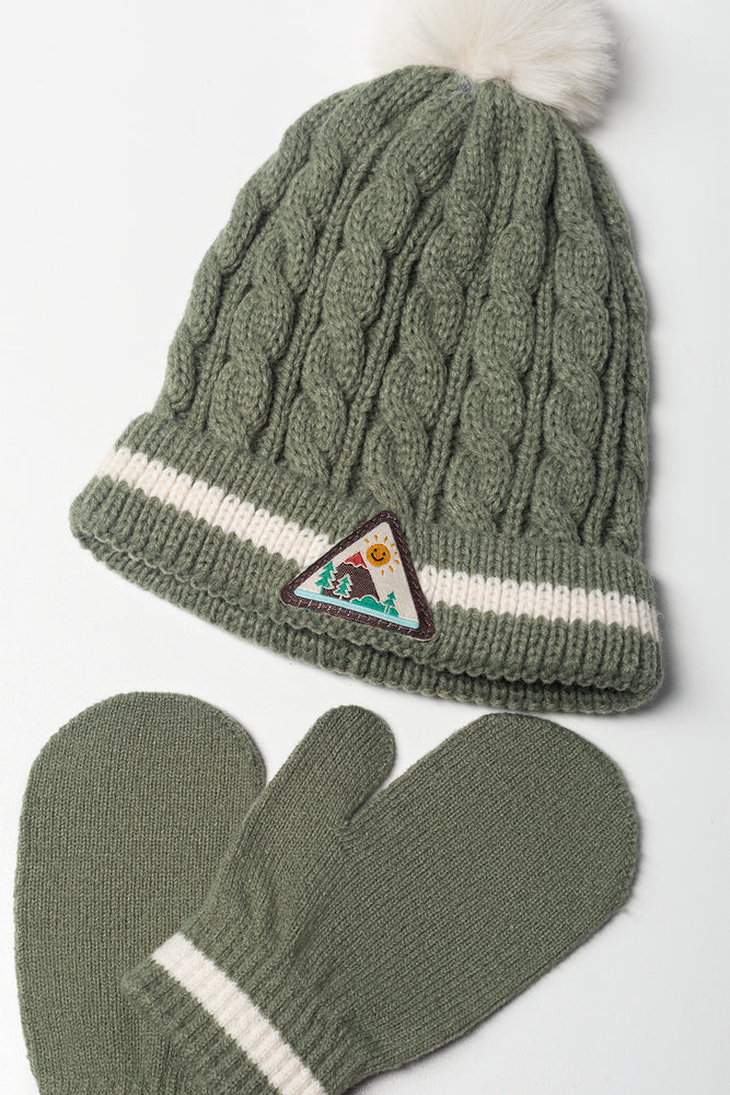 2 Piece Beanie Set Green
