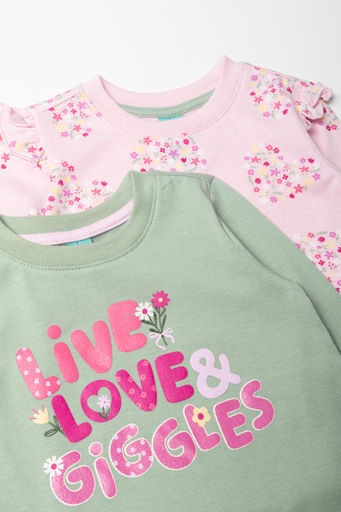 Floral Heart Printed T-Shirt Set (1)