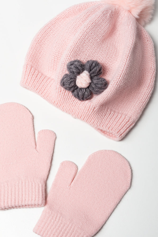 2 Piece Hat & Gloves Set Dusty Pink (1)