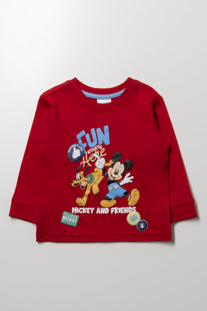 Mickey Mouse Long Sleeve T-Shirt Red