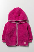 Sherpa Zip Through Hooded Tracktop Pink