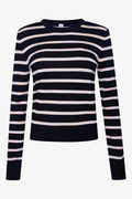 Stripe Long Sleeve Crew Neck Jersey Black And Natural