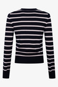 Stripe Long Sleeve Crew Neck Jersey Black And Natural (1)