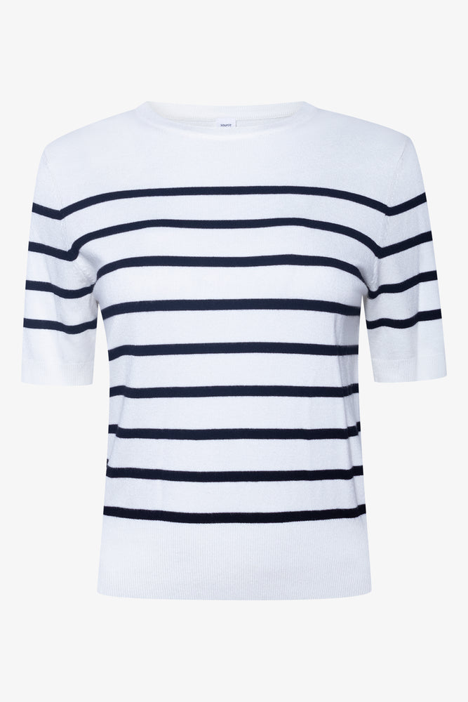 Stripe Long Sleeve Crew Neck Jersey Black And White