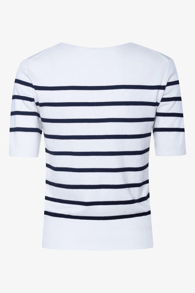 Stripe Long Sleeve Crew Neck Jersey Black And White