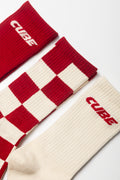 3 Pack Check Socks Red (1)