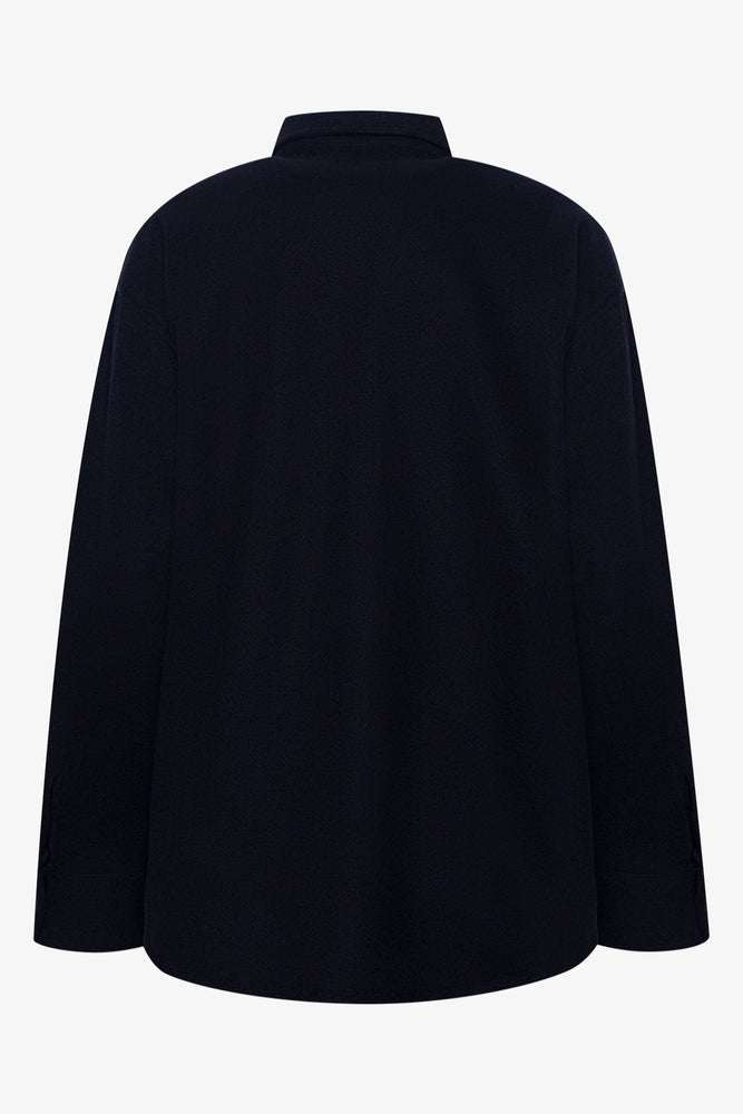 Long Sleeve Melton Shirt Black