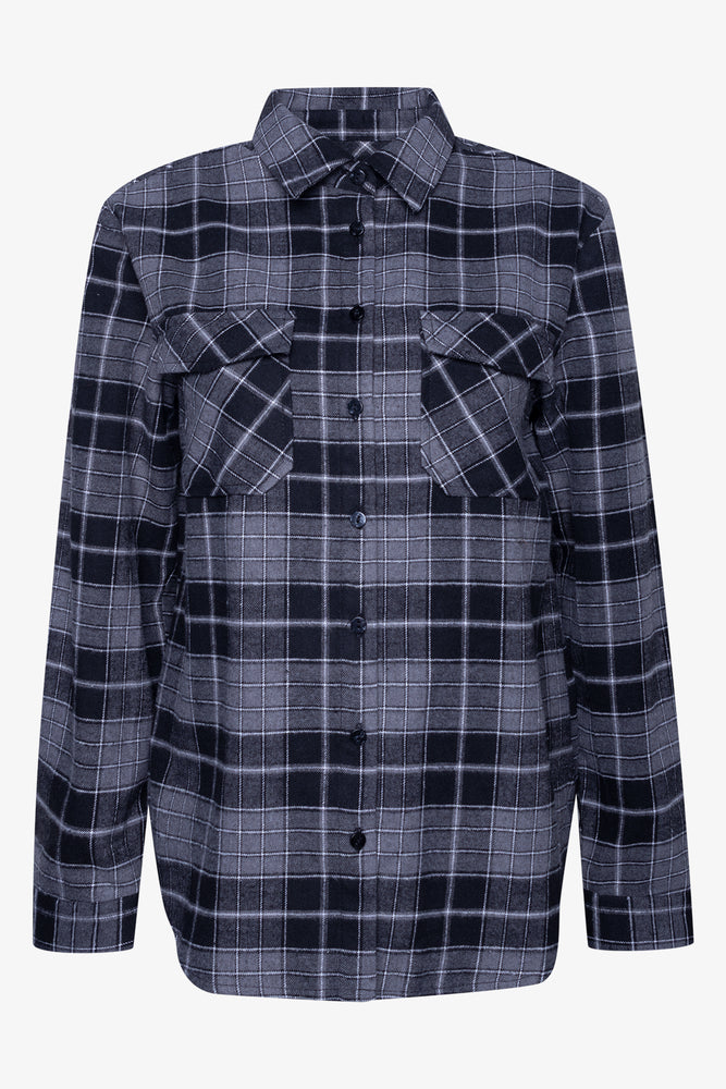 Check Long Sleeve Flannel Shirt Black And Grey