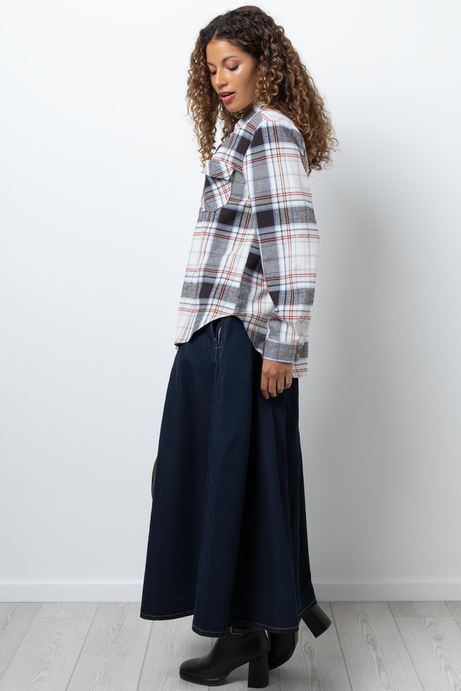 Long Sleeve Flannel Shirt Brown And Cream (1)