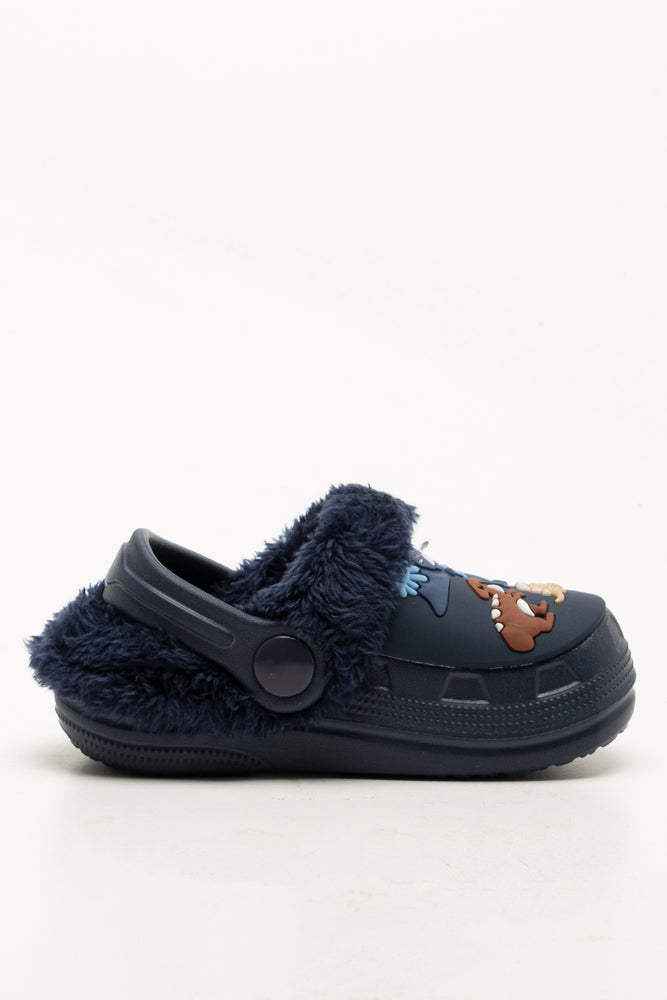 Fur Clogs Navy