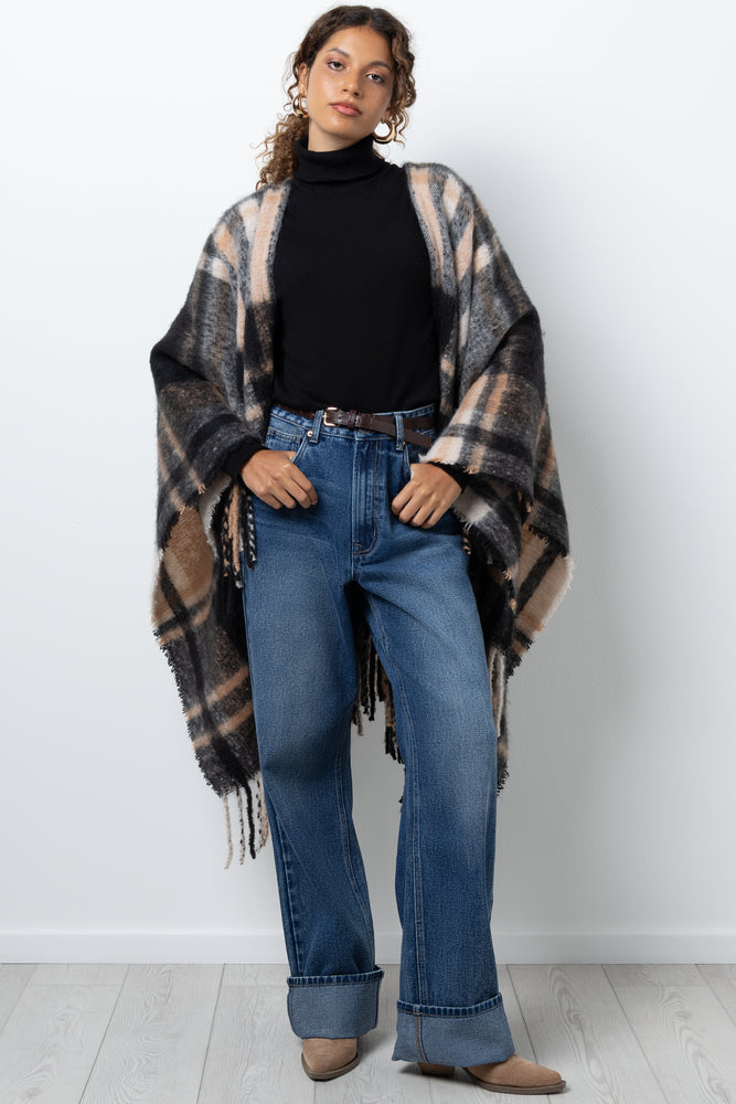 Check Knit Poncho Multicolour