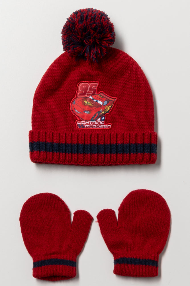 Cars Beanie And Mittens Set Red