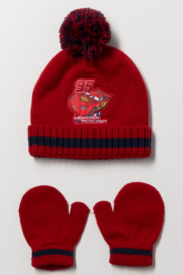 Cars Beanie And Mittens Set Red