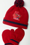Cars Beanie And Mittens Set Red (1)