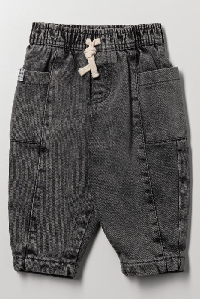 Tapered Denim Jeans Grey