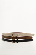3 Pack Belts Natural, Black And Brown