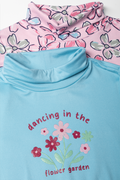 2 Pack Floral Poloneck Dresses Turquoise And Pink (1)