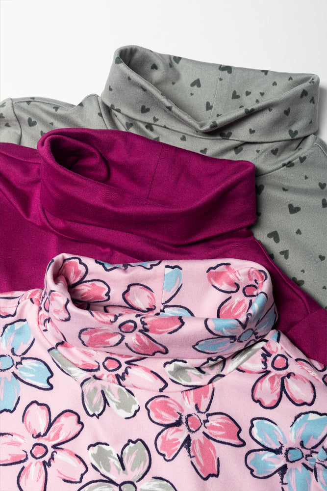 3 Polonecks Florals Pink And Light Grey (1)