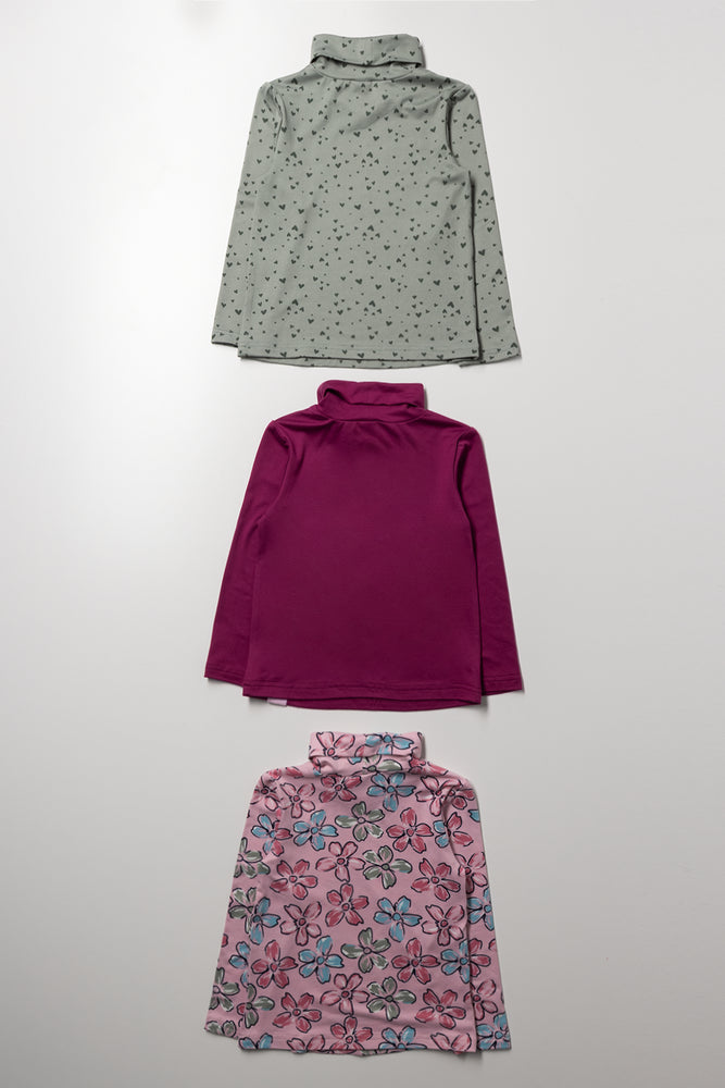 3 Polonecks Florals Pink And Light Grey (2)