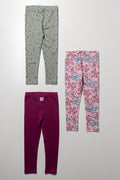 3 Pack Floral Leggings Pink And Light Grey (2)