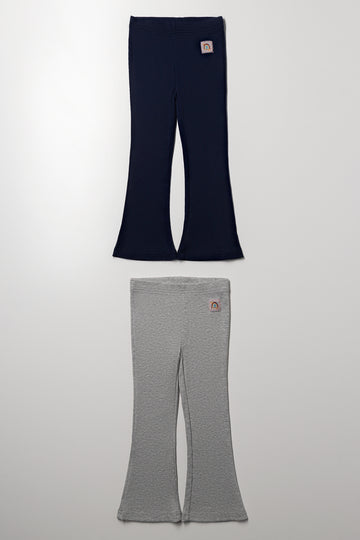 2 Pack Rib Leggings Navy And Grey