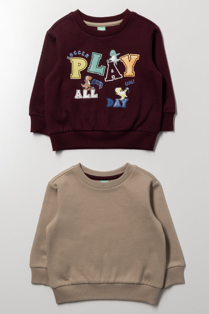 2 Pack Tracktops Burgundy And Natural