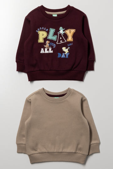 2 Pack Tracktops Burgundy And Natural