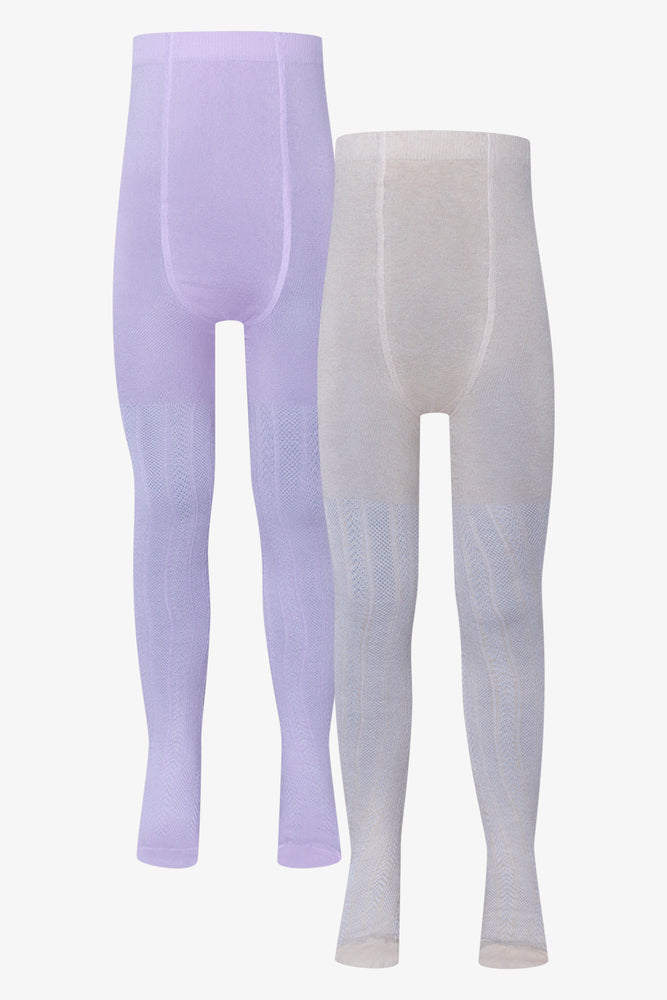 2 Pack Tights Purple And Grey