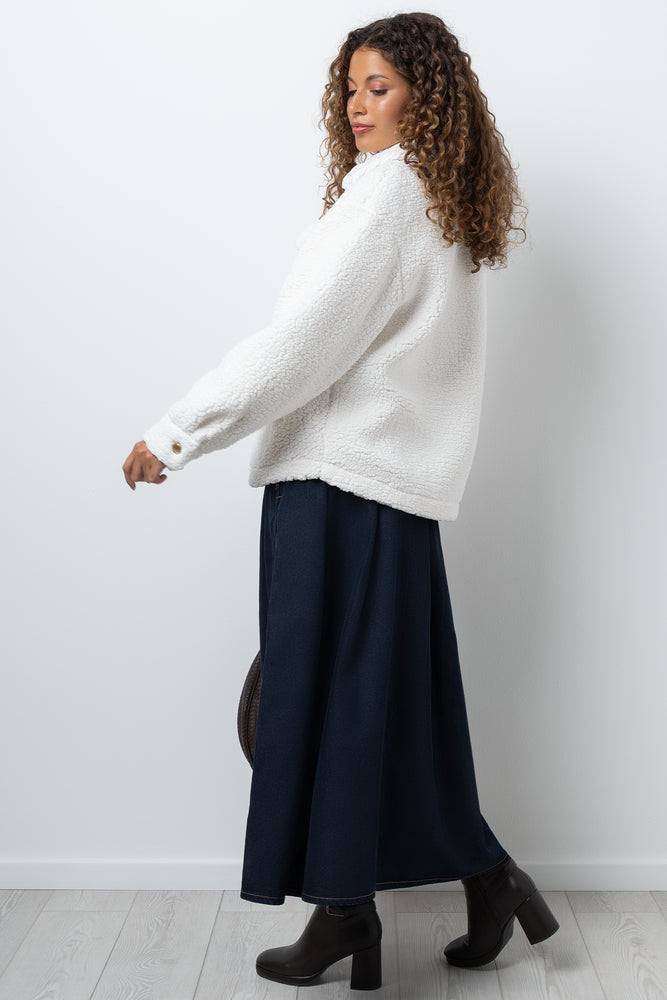 Sherpa Button Detail Jacket White (1)