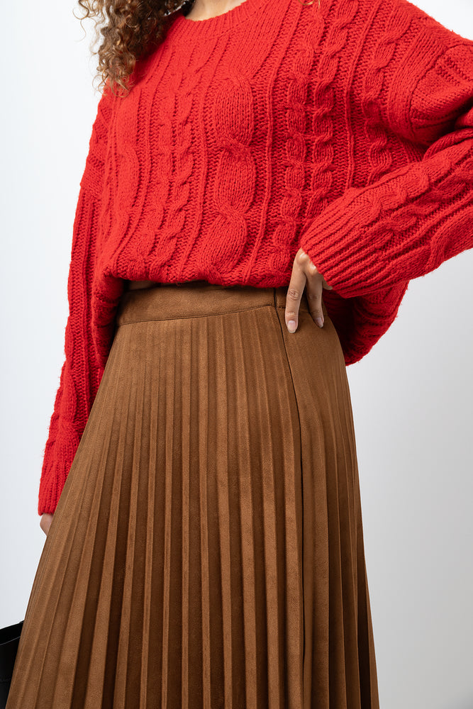 Pleated Maxi Skirt Brown (3)
