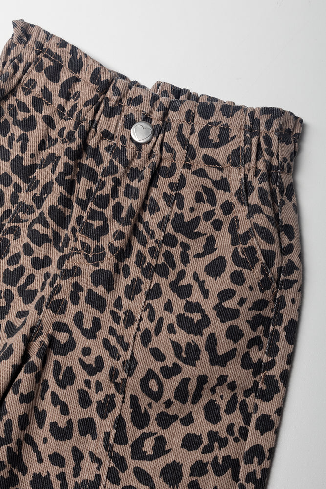 Animal Print Barrel Leg Pants Brown (1)