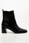 Block Heel Square Toe Boots Black (1)