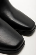 Block Heel Square Toe Boots Black (2)
