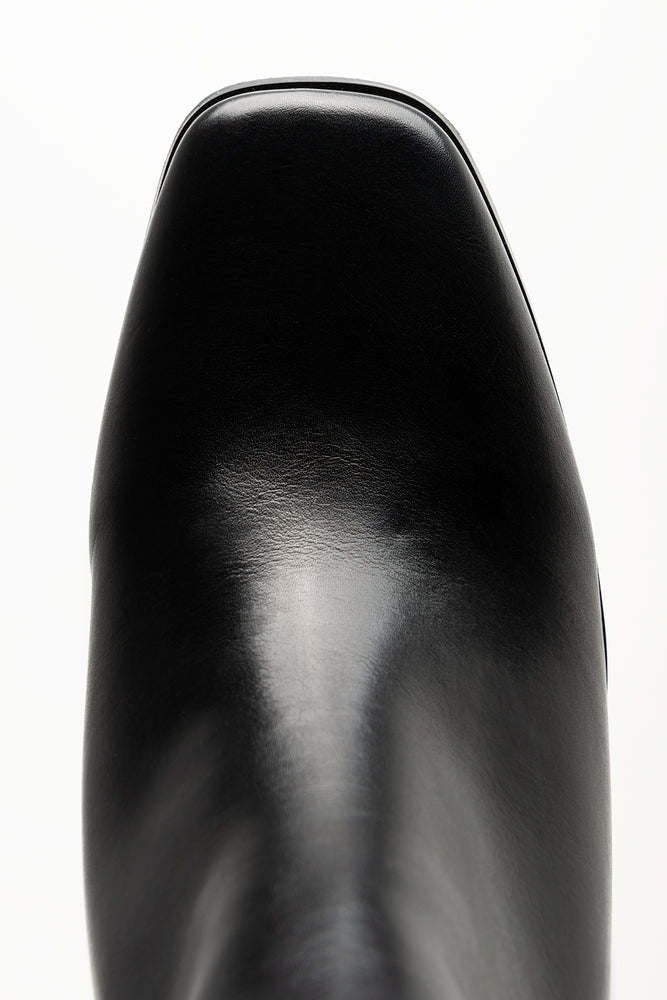 Block Heel Square Toe Boots Black (4)